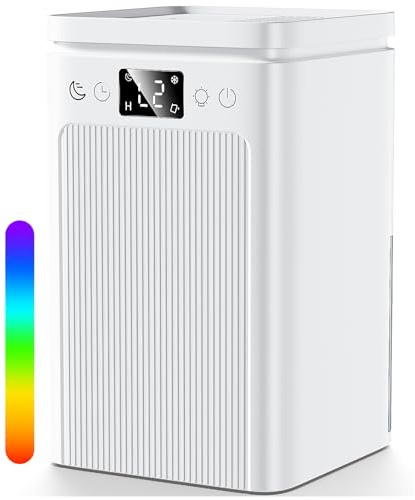 Luftentfeuchter,Entfeuchter mit LED Display,12H Timer &Farben Licht,2 Modi,Automatischer Abschaltung,Dehumidifier for Home.