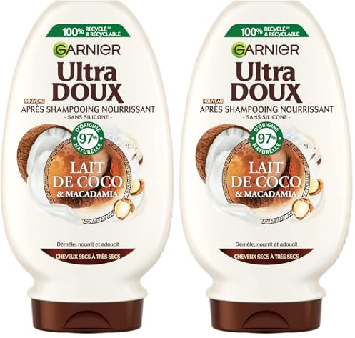 Garnier Ultra Doux Après-Shampooing au Lait de Coco et Macadamia 250 ml (Lot de 2)
