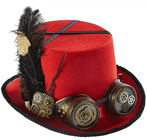 Dcfbkl Sombreros Steampunk para hombre con gafas, sombrero de viajero del tiempo, accesorios de Halloween Steampunk