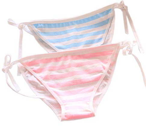 SINROYEE - Cute Japanese Style Blue and Pink Striped Bikini Panties Cotton Cosplay Underwear Anime Bandage Free Size, Stripes, C008, M