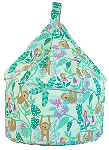 Cotton Green Sloth Child Size Bean Bag With Beans