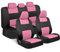BDK PolyPro Ensemble Complet de Housses de siège de Voiture en Rose sur Noir - Banquette Avant et arrière divisée pour Voiture, Facile à Installer - Accessoires de Voiture, camions, camionnettes, SUV