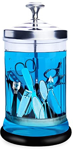 Barber Disinfectant Jar with Removable Basket, 21 Oz, Manicure Disinfecting Jar for Nail Tool, Salon Supplies Container