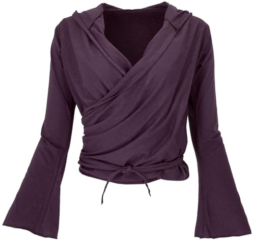 GURU SHOP omlotttröja, yogatröja, långärmad tröja med trumpetärmar, damer, aubergine, 38