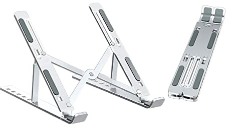 Ewent Laptop-PC-stativ – PC-hållare med vikbar bas, justerbar vinkel – PC-stativ i aluminium – för bärbara datorer och bärbara datorer med 10–15,6 tums skärm