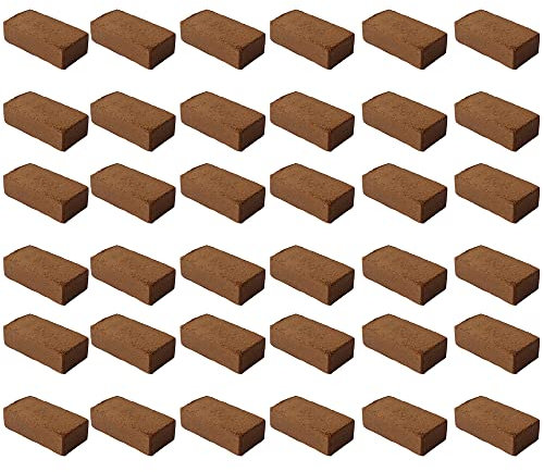 Lot de 36 terreaux de coco pour plantes d'intérieur | 96 litres | 650 g 20 x 5,5 x 10 cm en fibres de coco substrat de coco, terreau de culture biologique Terre de fleurs de coco fine