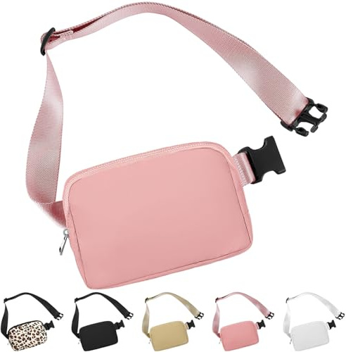 Favuit midjeväska dam bältesväska män, sport höftväska mode liten unisex bältesväska justerbar hip bum midja pack för resor löpning vandring cykling camping, ROSA, Einheitsgröße, klassisk