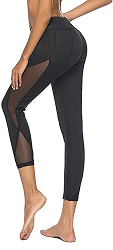 TTPSRY Donna Allenamento Sportivi Capri Leggings Traspirante Stretching Pantaloni Vita Alta Palestra Fitness Leggins Push Up con Tasca (S)