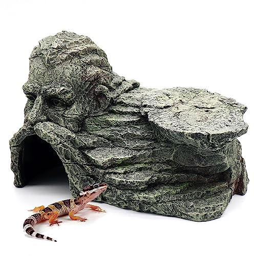 Reptile Rock Basking Platform, Gecko Hide Cave Hiding Place, Snake Cave and Hides for Reptiles, Amphibians, and Small Animals, Lizards