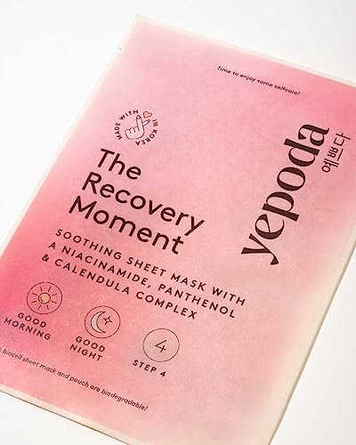 Yepoda The Recovery Moment, Beruhigende Niacinamid-Sheet-Mask, Vegane Koreanische Tuchmaske für Alle Hauttypen, 25 ml