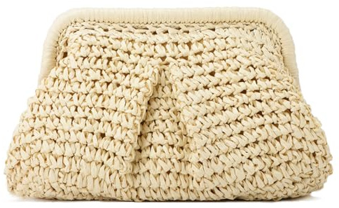 Emprier Bolso de mano de paja para mujer, bolso cruzado de paja para mujer, bolso de mano tejido para playa y verano