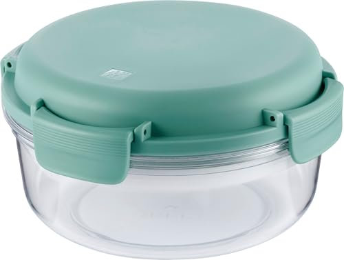 ZWILLING Lunchtime - Fiambrera con acumulador de frío, caja redonda a prueba de fugas, para ensalada, 18 cm, 1 l, para escuela, trabajo, picnic, viajes, camping, color verde