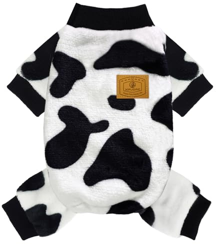 XPUDAC Cow Dog Sweater, Dog Winter Clothes for Small Medium Dogs Girl Boy Fleece Pet Pajamas for Winter Christmas, Medium
