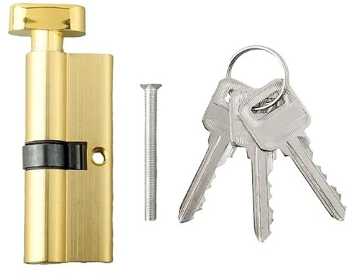 Bombin Cerradura Cilindros de cerradura de puerta interior Cilindro de cerradura de puerta universal con 3 llaves 70 mm * 29 mm Herrajes for puertas Mejoras for el hogar Cerraduras Antibumping(Gold)
