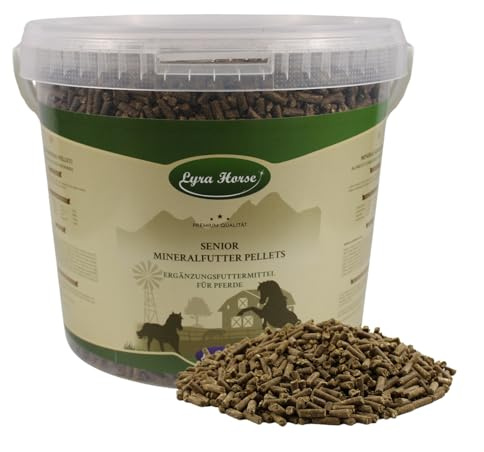 Lyra Horse® | 3,8 kg d'aliment minéral pour Chevaux Seniors en Seau | Granulés de Luzerne, soja & tourteau de Lin | Source équilibrée de nutriments | Aliment de Haute qualité pour Chevaux âgés