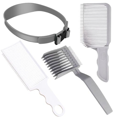 Gotetiso 4 Stück Haarschneide Set mit Übergang Kamm für Männer - Verstellbare Schablone, Fade Haarschneidekamm und Haarschnittband