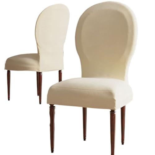Fundas para sillas de comedor con respaldo redondo, funda de terciopelo de alta gama para silla de comedor con respaldo curvo, juego de 4/2 fundas para sillas de comedor sin brazos, sillas laterales