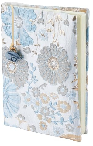 SUPERFINDINGS Couverture de Livre à Fleurs Bleues Protège-Livre A5 Couverture de Livre en Tissu Couverture de Livre à Main avec Motif Fleuri pour la Protection d'un carnet de Notes ou d'un Livre