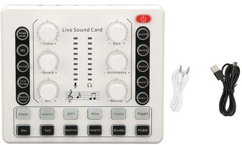 BONKZEBU Tarjeta de Sonido en Vivo, Tablero de Sonido de Sonido de Calidad de Sonido Transparente, bajo Pesado sin Lati Mini Tablero de Sonido de Latencia, para Transmisión en Vivo KTV