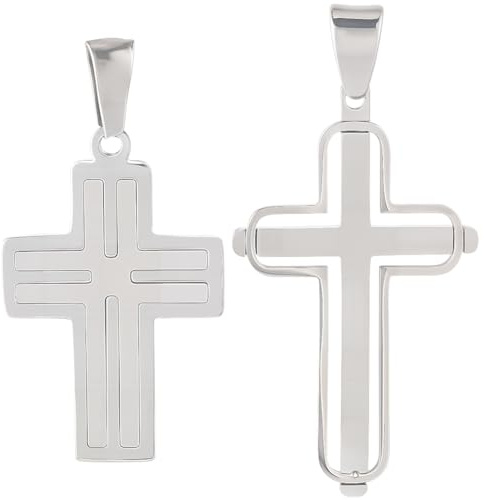 Beebeecraft 1 caja con 2 dijes de Cruz de Plata 304 de Acero Inoxidable 2 estilos Dije de Crucifijo con Enganche para Hacer Joyas Y Manualidades.