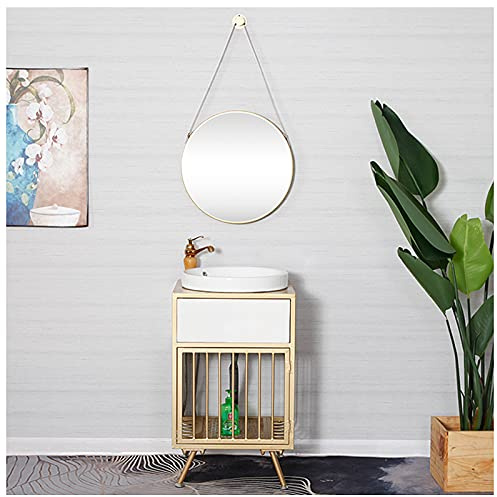 Mueble de tocador de estilo industrial con lavabo, armario moderno con grifo y desagüe, armario de almacenamiento de baño debajo del fregadero, marco de metal de hierro dorado