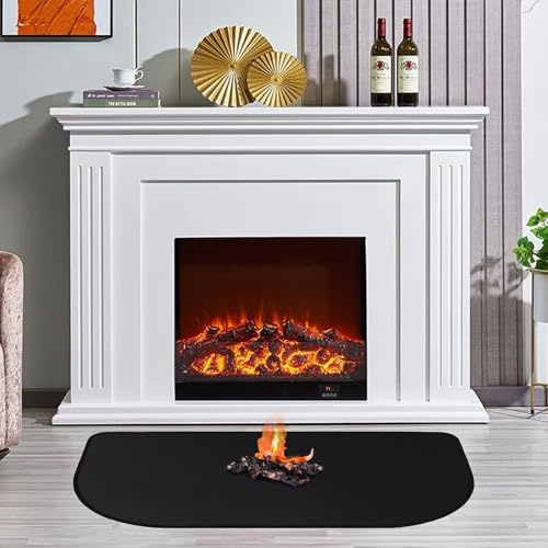 Tappetino ignifugo, 100 × 60 cm, parascintille e tappetino antincendio per stufa e stufa a legna, base antiscivolo per proteggere il pavimento dalle scintille, nero