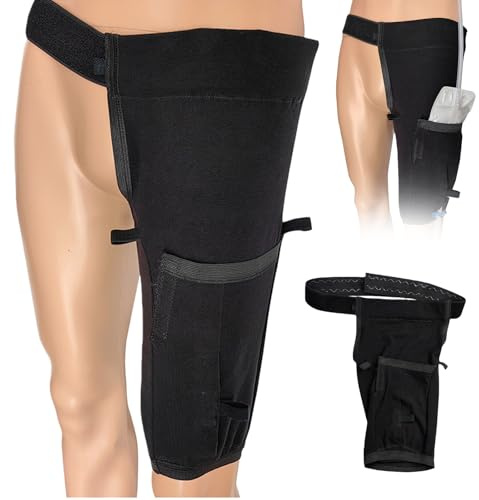 BAIFULAI Catetere - Supporto per borsa per le gambe, con cintura, per catetere, per le gambe, per l'incontinenza (nero, XL)