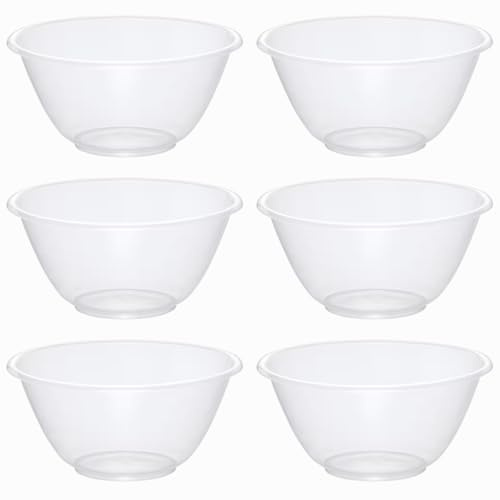 eMKay® Set of 6 Clear 25cm Plastic Mixing Bowls – 4L BPA-Free Food-Safe Nesting Bowls for Kitchen Prep, Baking & Serving – Microwave & Dishwasher Safe Lightweight Bowls