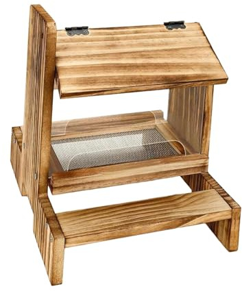 Sharplace Comedero de Madera para Ardillas, Espacioso Y Colgante para Mascotas, Ideal para Patio, Jardín Y Patio Trasero.