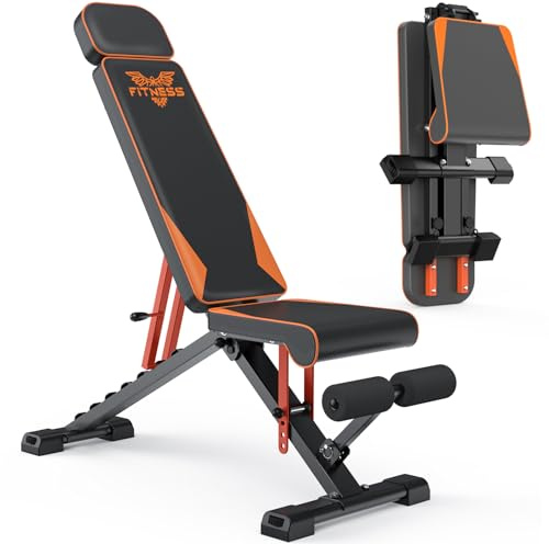 Dskeuzeew Adjustable Weight Bench for Full Body Workout - 880 Lb Stable Workout Bench, 3 Sec Fast Folding Strength Training Sit up Bench