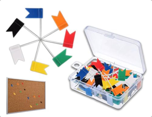 OHYANYAO Set med 50 kartstift, vimplar, markörer, häftstift, för foton och kartor hemma, på kontoret, anslagstavlor (flerfärgad)