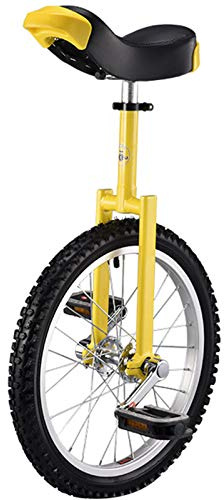 Enhjuling, 18/20-tums enhjuling for barn, med aluminiumfälg extra tjocka däck, justerbar sadel, spänne i aluminiumlegering(Giallo,18inches)