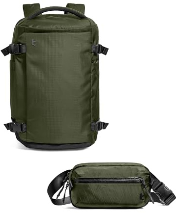 tomtoc Travel Backpack 40L with a X-pac Travel Crossbody Bag RFID Blocking