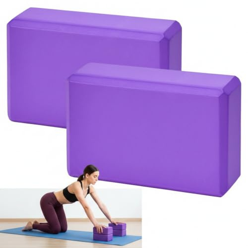 CBMZHF Lot de 2 blocs de yoga en mousse EVA haute densité antidérapantes portables - Accessoires de soutien de fitness pour yoga, pilates, échauffement, méditation et exercices post-rééducation