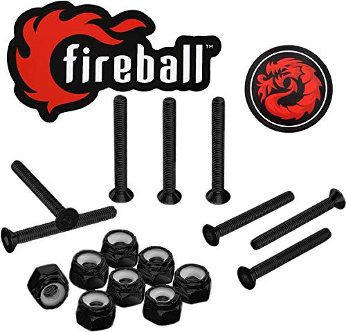 Fireball Dragon Black Stainless Steel Skateboard Hardware Set (Flat Allen, 1.25)