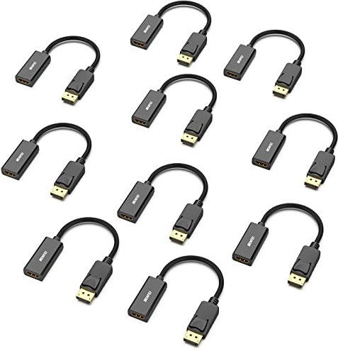 BENFEI DisplayPort zu HDMI Adapter, 10 Stück, Vergoldeter DisplayPort/DP von Computer/Laptop zu HDMI von Monitor/TV/Projektor Konverter (Nicht bidirektional, Nicht kompakt mit USB-Anschluss)