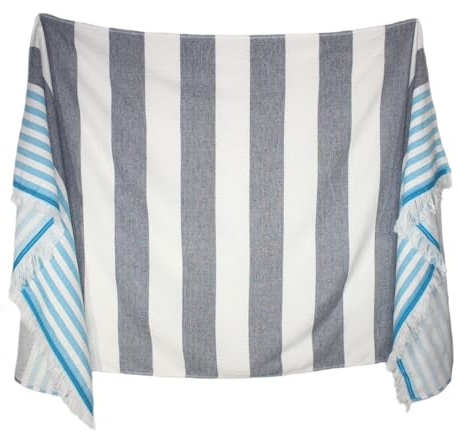 PremiumShop321 P.K. Collection - Asciugamano per hammam a righe, con spugna, 90 x 180 cm, colore: Blu