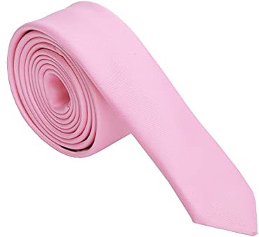 DWOY Cravatte per Uomo e Donna Tinta Unita Slim Uomo Cravatta 4 cm, rosa, Standart