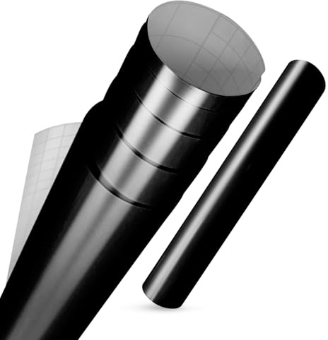 vgoltd Furniture Stickers Gloss Self Adhesive Vinyl Wrap Sticky Contact Paper Roll for Kitchen Countertop Cupboard Cabinets Wardrobe & Tabletops (Black, 30 x 200 cm)