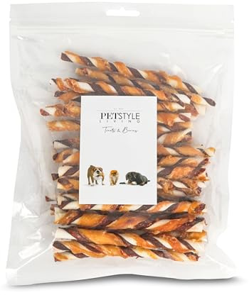 Petstyle Living Palitos para Masticar con Pollo y Carne - Snacks para Perros - 12,5 cm - Pack 30 Unidades