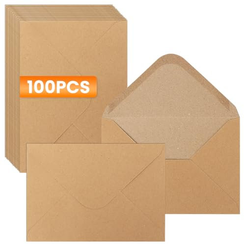 Briefumschläge Braun B6, 100 Stück Umschläge Kraftpapier, Braun Briefumschläge Ohne Fenster Für Hochzeit Gruß-Karten Einladungen Glückwunsch-Karten