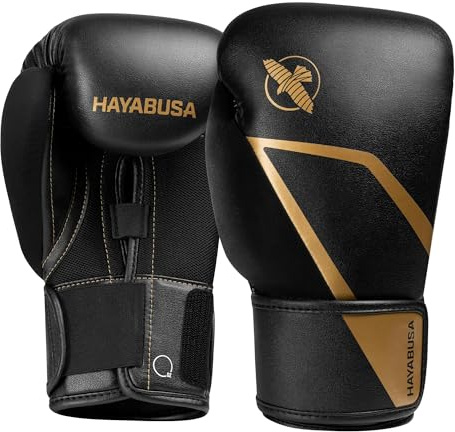 Hayabusa E1 Boxing Gloves for Kids, Youth and Teens - Black/Gold, 8oz