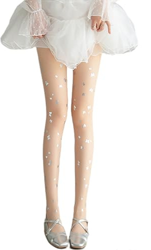 GamTelightpe Collant femme bas fantaisie transparent motif papillon couleur de peau