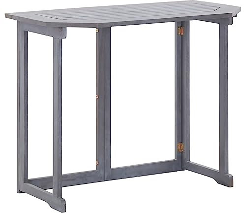 Myheimly Akazie Massiv Balkontisch Klapptisch Gartentisch Terrassentisch Tisch,Grau