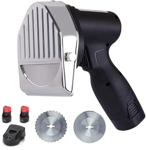 Affettatrice Shawarma per Kebab Portatile da 80 W, Coltello da Taglio Kebab con Spessore Regolabile 0-8 Mm con 2 Lame e 2 Batterie, Coltello Giroscopico Elettrico Senza Fili per Agnello Kebab Turco