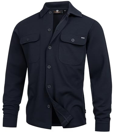 Indicode Camisa de manga larga INNello para hombre con cuello Kent | Chaqueta de entretiempo para hombre Camisa de ocio, Sky Captain, L