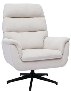 Miliboo Fauteuil pivotant en Tissu Chenille Beige et métal Noir Jonah