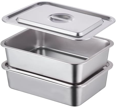 4-Piece 4 Inch Extra Deep Lasagna Baking Pan with Lid, 11x14 Inch 7.4QT Large Stainless Steel Nonstick Lasagna Baking Roasting Pans Casserole Dishes for Oven with Lids(M, 2 Pack)