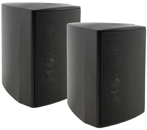 ChiliTec 2-Wege Lautsprecher Schwarz, Paar, Wand-Lautsprecher für HiFi Stereoanlage Heimkino, 60Watt 8Ohm