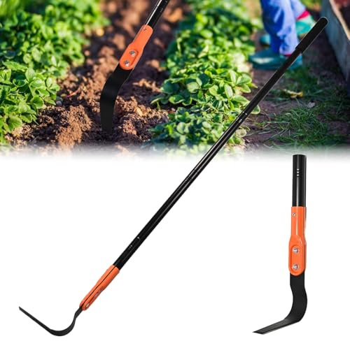 Small Garden Hoe with 71 Long Handle, L Shaped Gardening Weeding Tools with Three-Sided Sharp Blades, Hula Garden Hoe, Lightweight Weed Puller Tool for Trenching, Weeding, Loosening, Crack Weeder